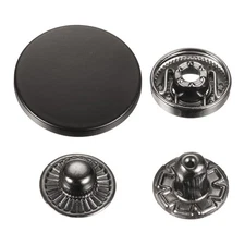 30 Set Press-Stud Cap Button 25mm Metal Snap Fastener for Leathers, Drak Black