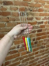 Set of Vintage Stainless Steel Fondue Forks With Plastic Handles