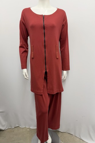 Sonia Rykiel, Set giacca e pantaloni vintage Sonia Rykiel rosso tunica lunga cintura cool passanti XL