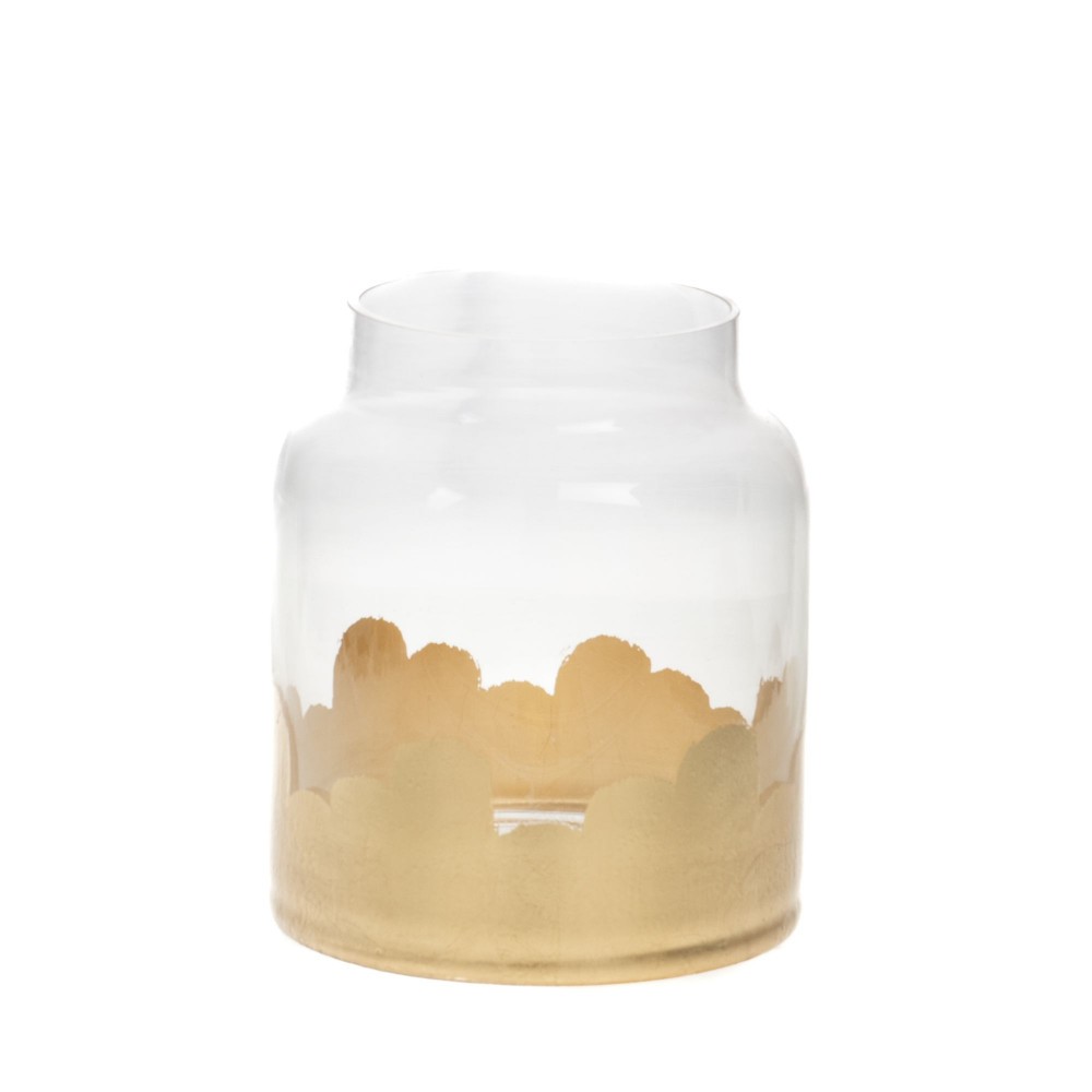 Vase en verre colore or et ambre 15 cm pot de fleur decoration salon