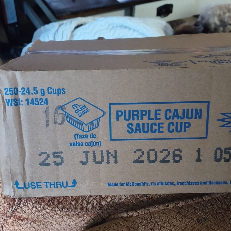McDonald's Purple Cajun Sauce Cups Cajun Style 250ct 24.5g WSI 14524 Exp