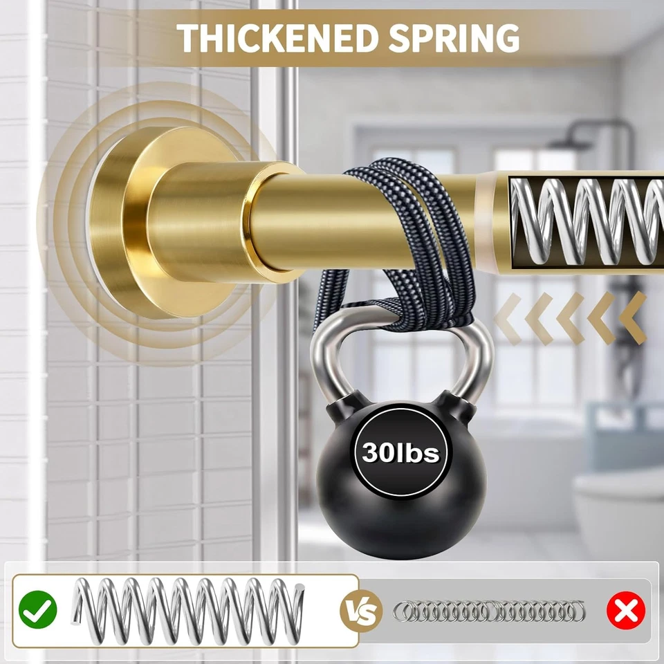 Barra de cortina de ducha ajustable sin óxido 36-68 pulgadas (3-5,6 pies) Foto 4 de 4