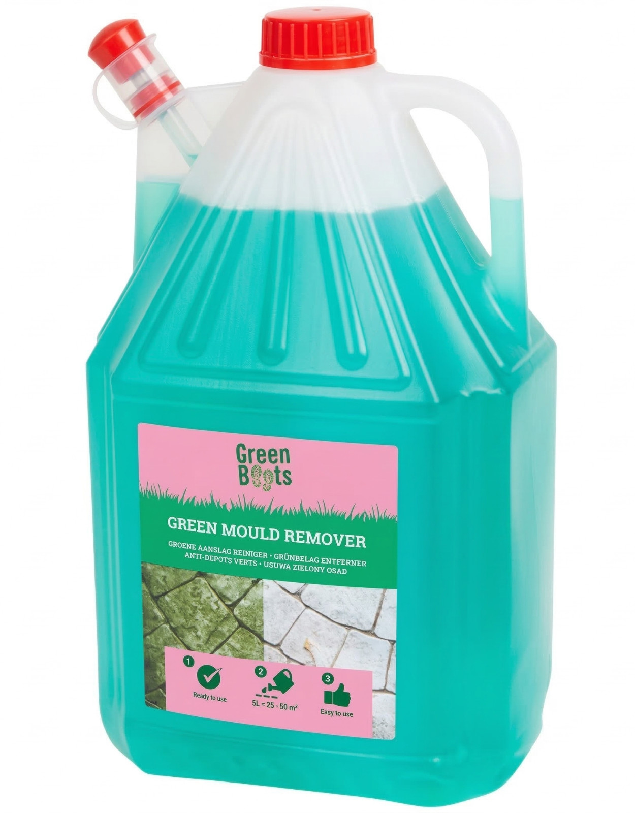 Eliminador de agente verde 5L eliminador de algas removedor de musgo terrazas piedra madera 50 m²