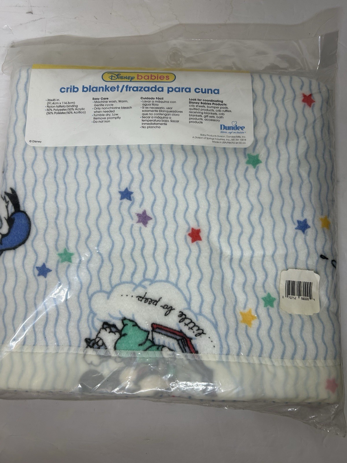 VINTAGE Rare Disney Babies Mickey Mouse Minnie Donald Nylon Binding Crib Blanket