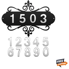 Elegant Metal House Address Plaque with DIY Numbers – 13.8 Inch Silver Sign