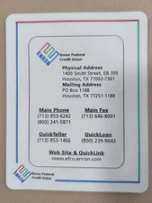 ENRON Federal Credit Union Frame Magnet W/address phone#s, Pop-out Center