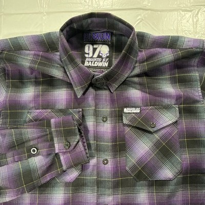 Dixxon Ballistic B.T. Baldwin Men's Large Plaid Flannel Button-Up Long Sleeve