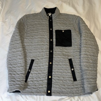 Duluth Trading Co Gray Snap Jacket Large Men's Quilted Flintlock Mock Neck