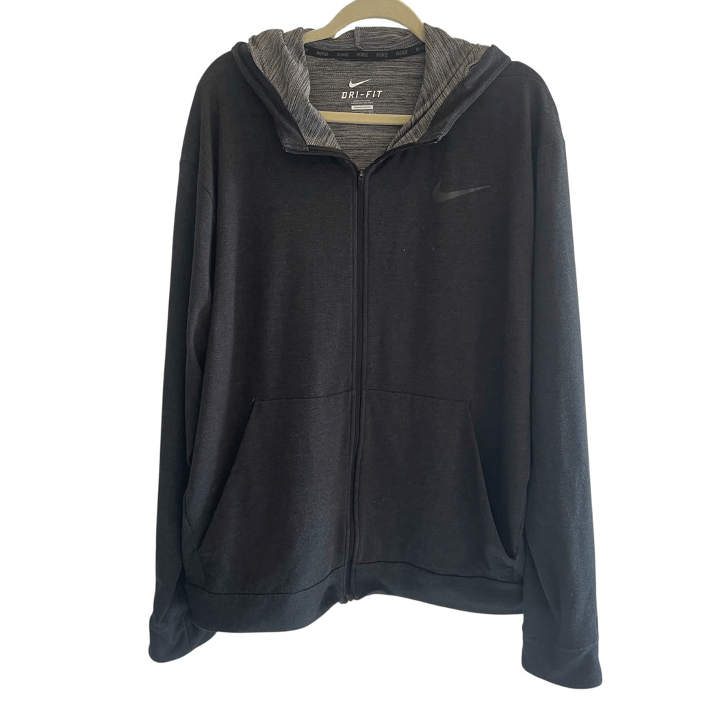 SACAI X NIKE Nike Dri Fit grigio antracite maglia full zip maglia giacca con cappuccio donna XXL 2XL