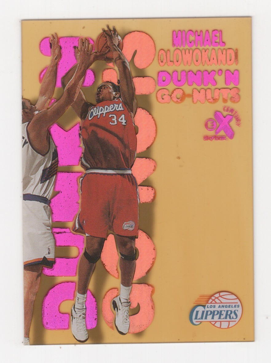 1998-99 SKYBOX E-X CENTURY DUNK'N GO-NUTS MICHAEL OLOWOKANDI CLIPPERS #16