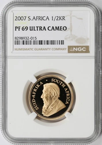 2007 South Africa Proof Gold 1/2 Krugerrand NGC PF69 Ultra Cameo