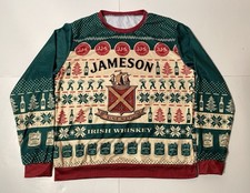 Ugly Christmas Light Sweater Jameson Irish Whiskey Crewneck Pullover Red Green L