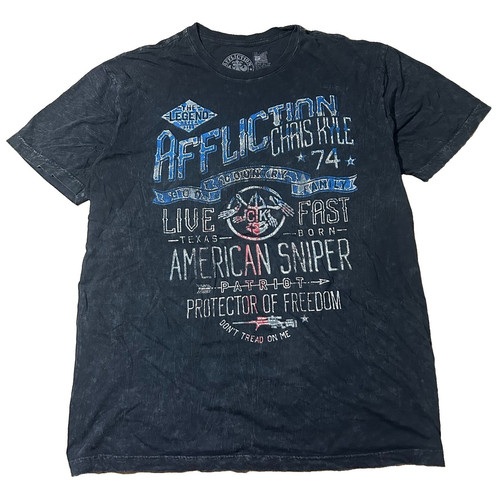 Affliction Live Fast American Sniper Patriotic Graphic T-Shirt Black 2XL