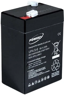 Batería Powery Gel Plomo 6V 4,5Ah 6V 4,5Ah/27Wh Plomo Ácido Negro