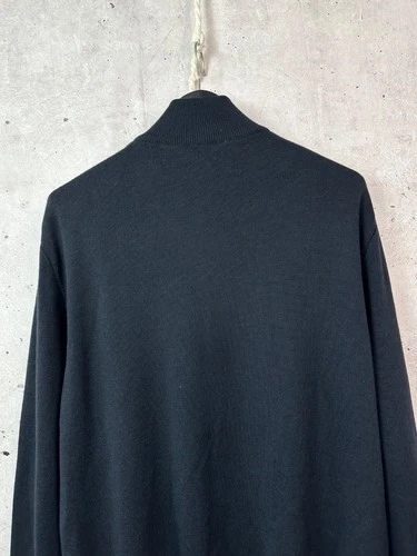 Hugo Boss 100% Virgin Wool Perforated Leather Full Zip Sweater Jacket Men XL image 11