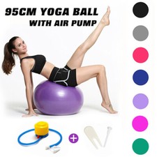 Yoga Ball With Air Pump Plug Anti Burst Exercise Balance Workout Stability 95CM