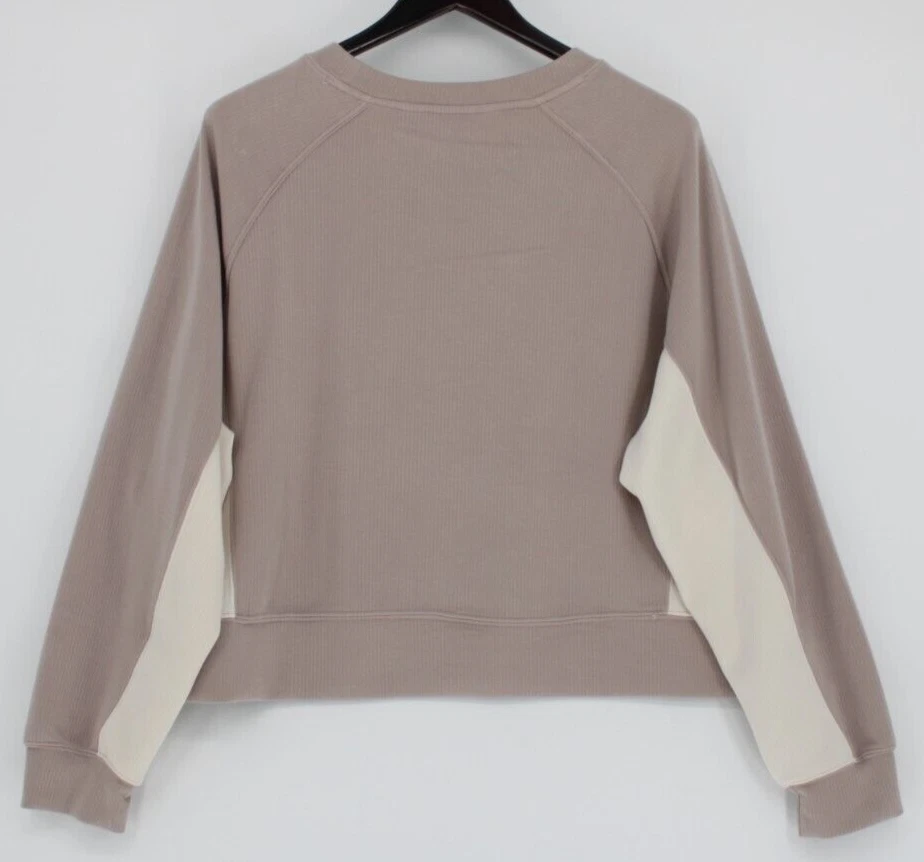 Suéter Top Danskin Activewear Para Mujer Talla XL Marfil Marrón Manga Larga Acanalado Foto 2 de 3