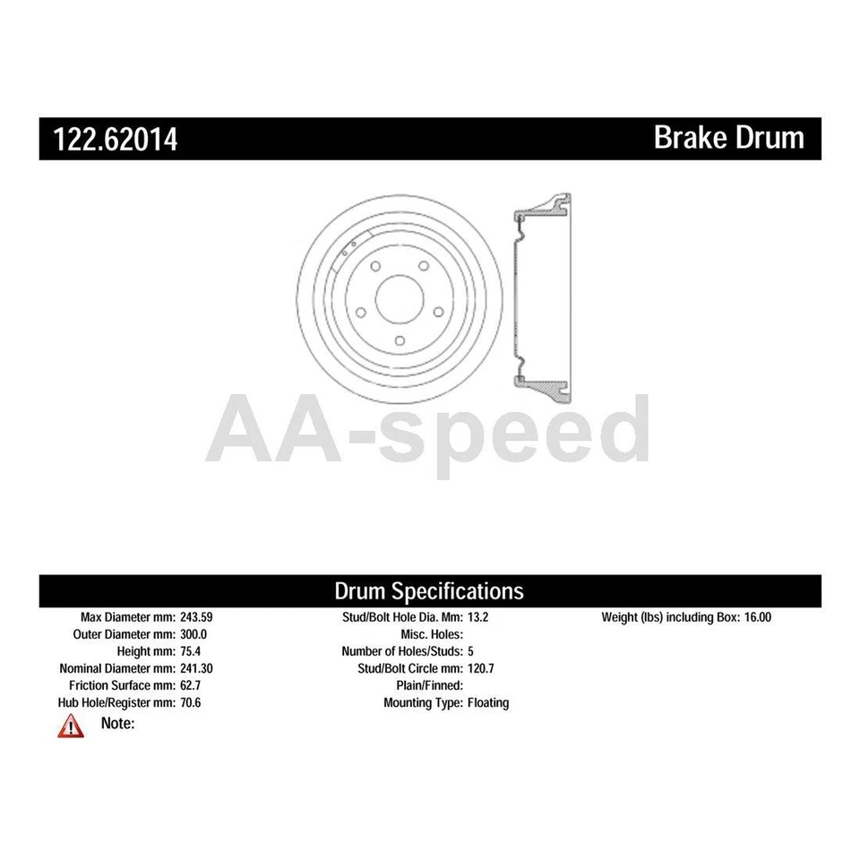 Rear Brake Drum For Pontiac LeMans 1981 1980 1979 1978 1975 1974 1973 1972 1971 - Image 2 of 4