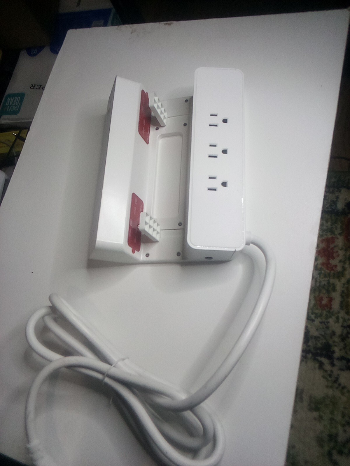 Dual Layer Desk Clamp Power Strip, 20W Desktop Edge Mount Charging 3FT White