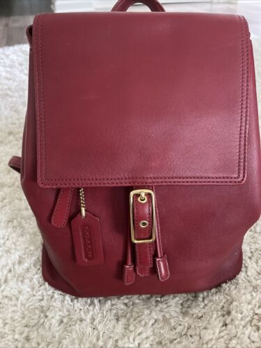 Coach Maroon Red Leather Goldtone Hardware Buckle 