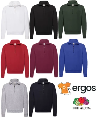 FRUIT OF THE LOOM Sudadera de algodón interior felpado cuello media cremallera FR621140 - Imagen 1 de 4