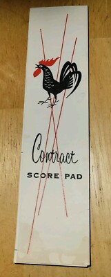 Retro 1950 Rooster Bridge Score Pad  Heines Publishing Vintage Collectable Game