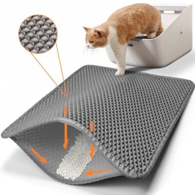 Conlun Cat Litter Mat Cat Litter Trapping Mat, Honeycomb Double 23'' X 17'' Gray