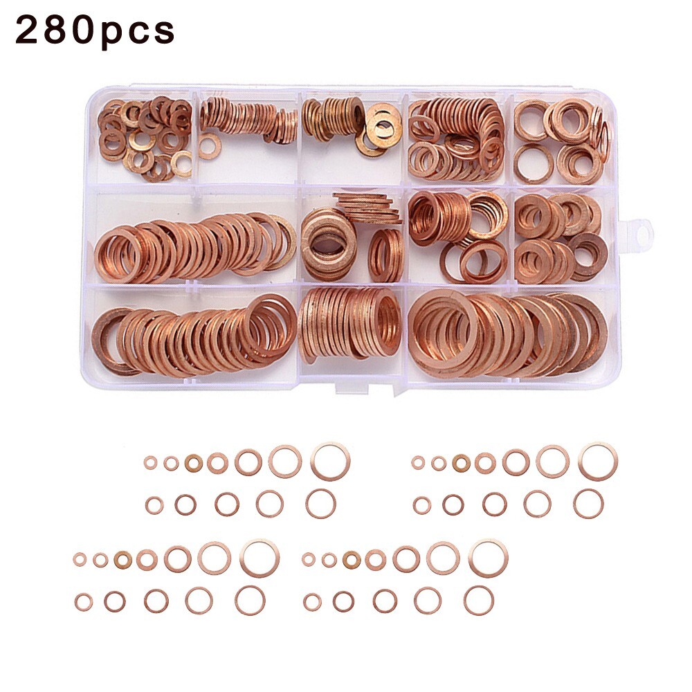 Versatile Set of 280pcs Copper Oil Plug Crush Washers Essential for