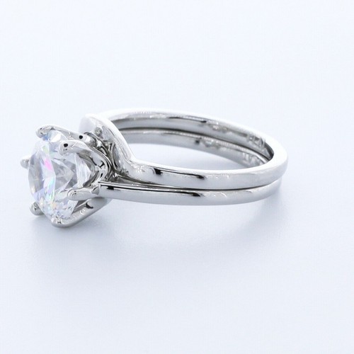 3CT NATURAL DIAMOND H/VS2 ROUND CUT PLATINUM PRONG CLASSIC SOLITAIRE BRIDAL SET - Picture 3 of 7