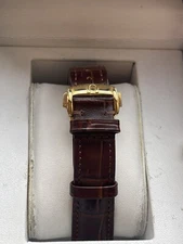 Beautiful 18mm FOR OMEGA Brown Croc Leather Strap Gold Colour Deployment Buckle