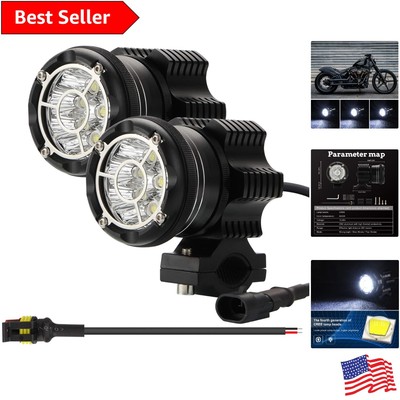 High Luminous Projector LED Motorcycle Driving Lights 9000LM - 3 Lighting Modes