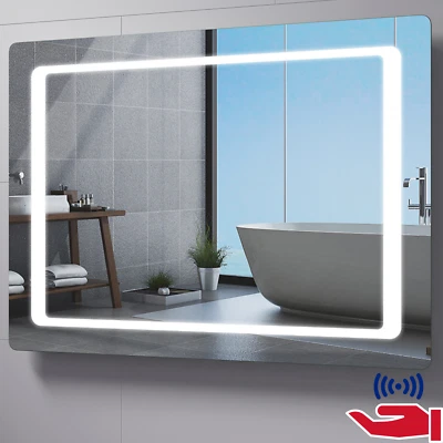 EMKE Motion Sensor LED Bathroom Mirror Light With Shaver Socket Heated Demister