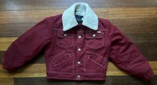 Sears Toughskins Maroon Boys Wear Sherpa Lined Denim Jacket Vtg 1970  s Size 8