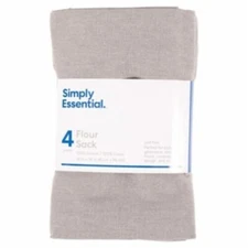 NWT Simply Essential  flour sack Kitchen Towels 4 Pack 100% cotton  Gray 32 x 38