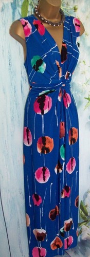 ROMAN MAXI DRESS SIZE 20, Blue Twist Front Floral Summer Holiday Occasion Dress - Picture 6 of 13