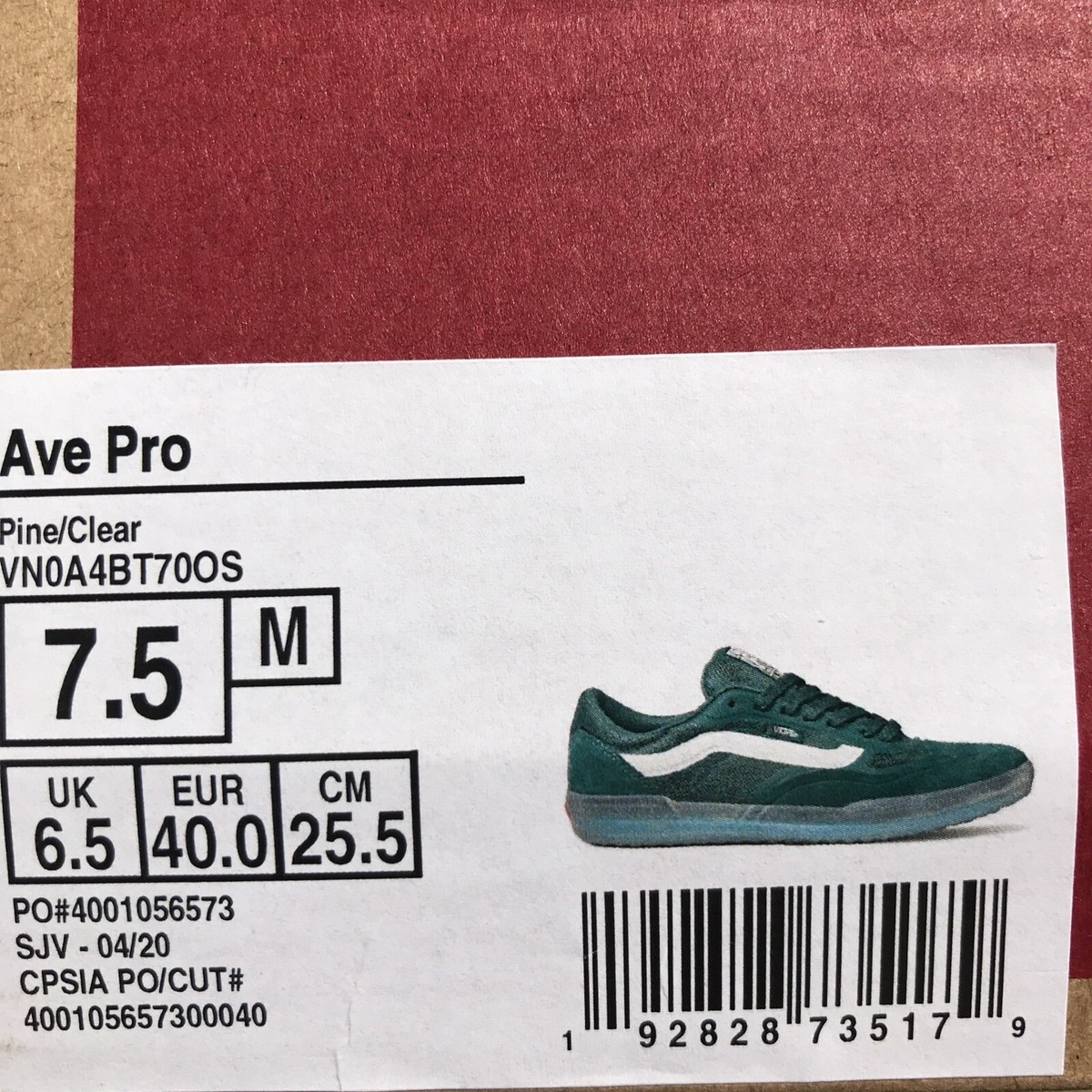 Vans AVE Pro Pine Green Clear Skate Shoes Men\'s 11 VNOA4BT70OS Suede Low Top Vans Ave Pro VN0A4BT70OS Mens Green Suede Skate Inspired  main image 4