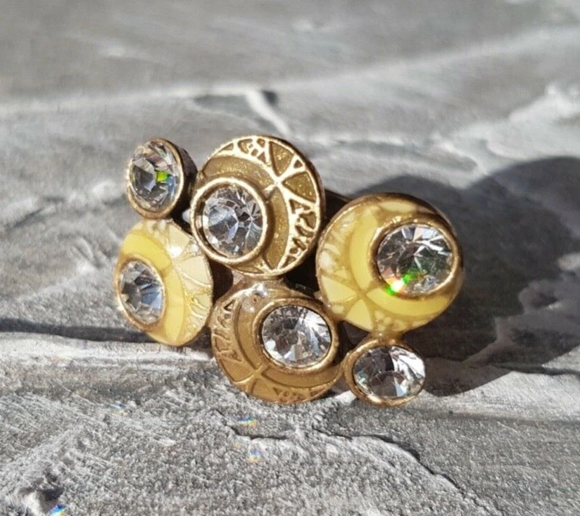 NEW PILGRIM Circle Disk Ring adjustable gold resin enamel