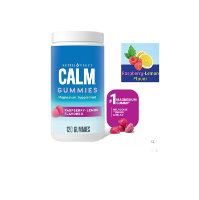 Natural Vitality CALM Gummies 120ct / Raspberry-Lemon / Magnesium Vegan - 2027