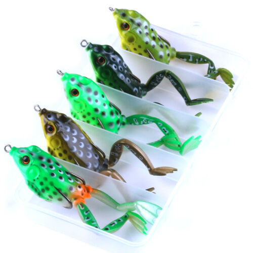 5pcs/box 5.5cm/15.5g Frog Topwater Soft Plastic Fishing Lure Bait Bass Swimbait - Foto 1 di 10