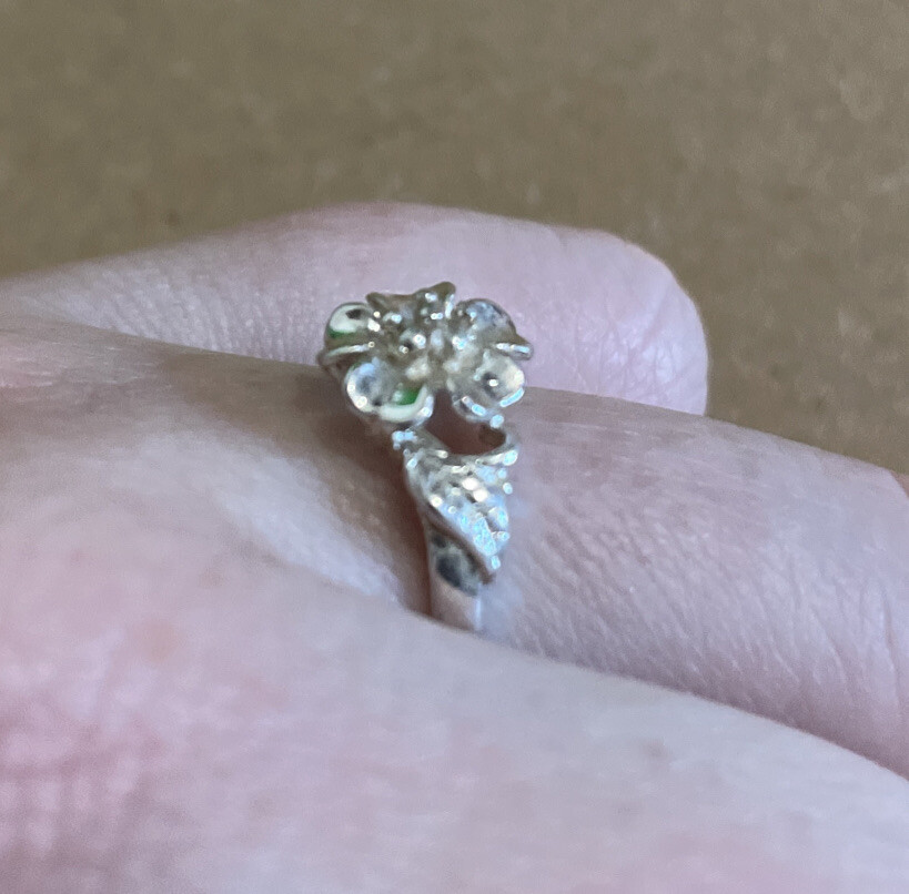 Flower Solid Sterling Silver 925 Ring Pretty Leaf… - image 4