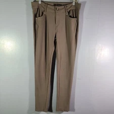 YQ YIQI Fashion Jeans Women's Sz 32 Brown Soft Like Slacks Stretchy 29.5" Inseam
