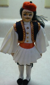 Greek Doll Evzone Guard souvenir VTG 7.5” Presidential guard Traditional costume