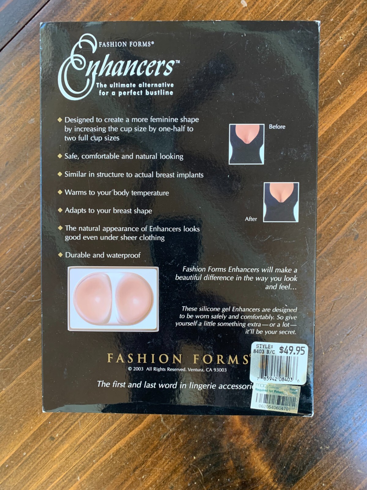 FASHION FORMS silicone ENHANCERS breast forms SHEER seethrough open