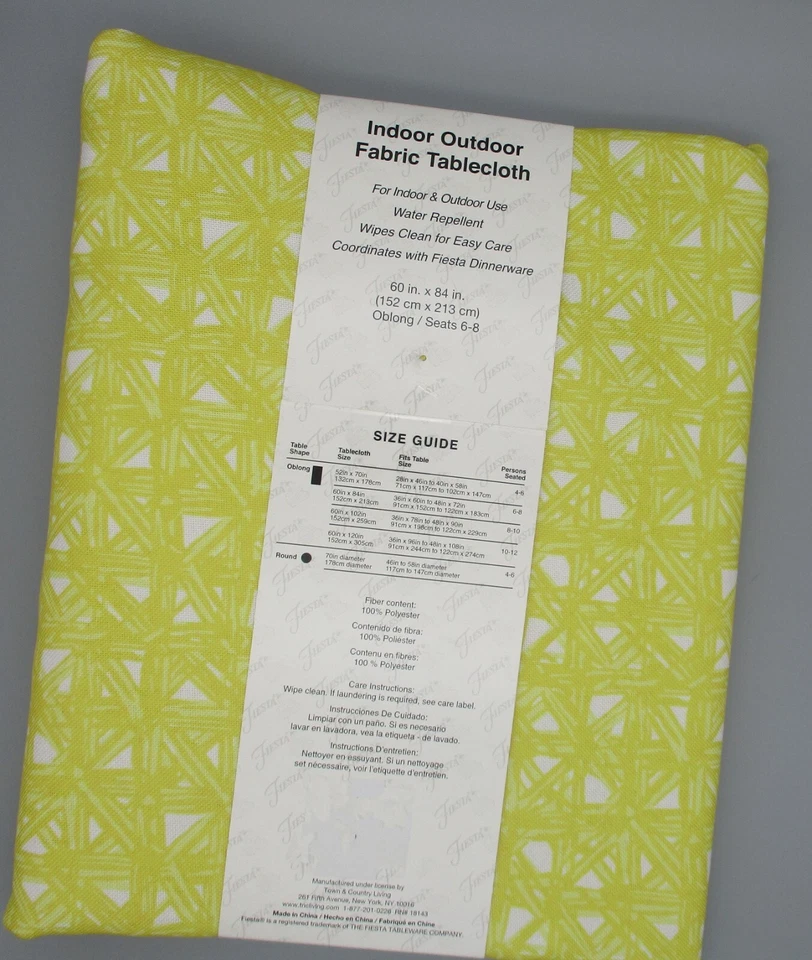 FIESTA~Yellow Indoor Outdoor Fabric 60" x 84" Oblong Tablecloth - Image 2 of 3