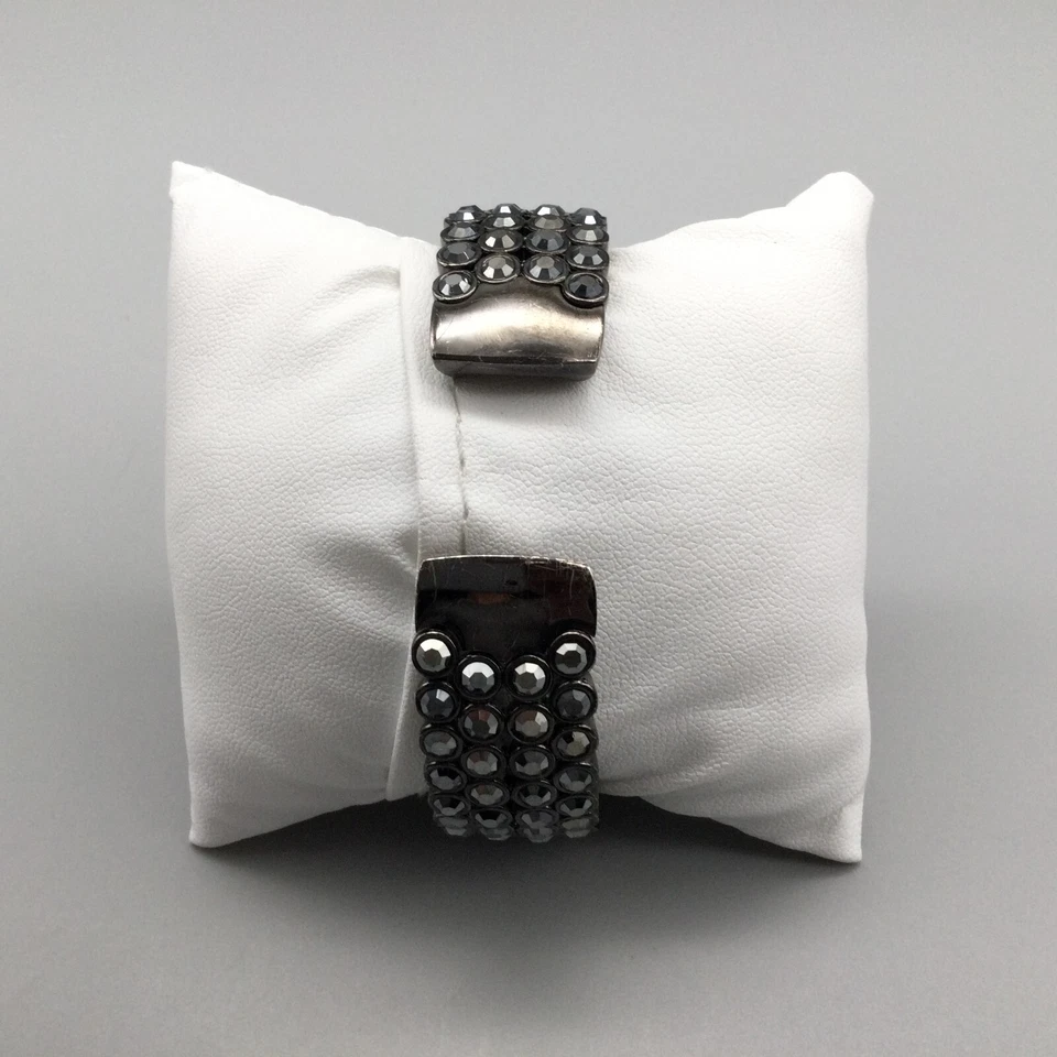 Reloj Chicos Mujer 28mm Negro Bling Puño Abierto Azul Esfera MOP Batería Nueva Foto 3 de 4