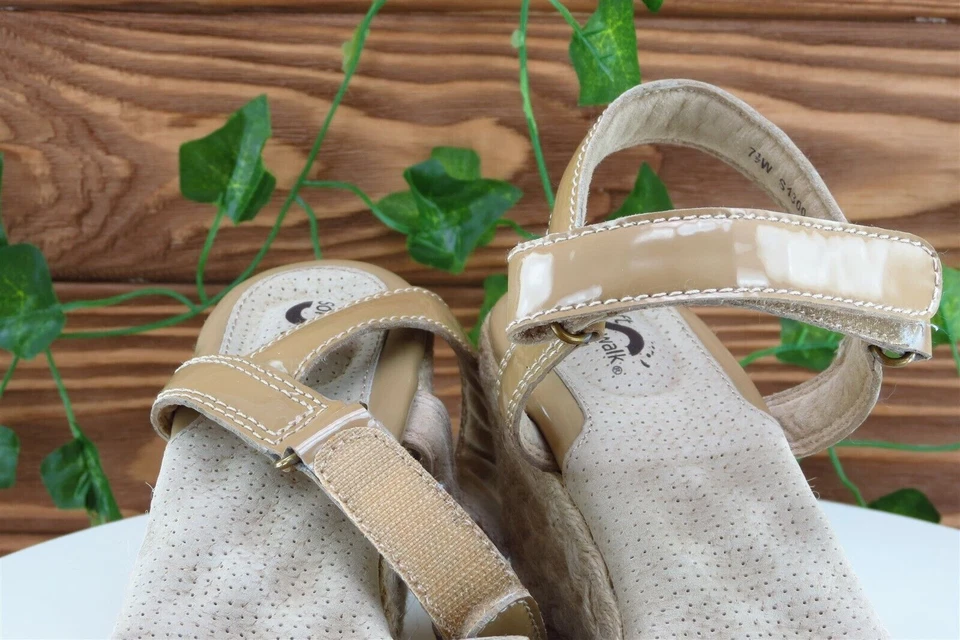 Sandalias de mujer SOFT Walk talla 7,5 W marrón con correa al tobillo charol Foto 3 de 4