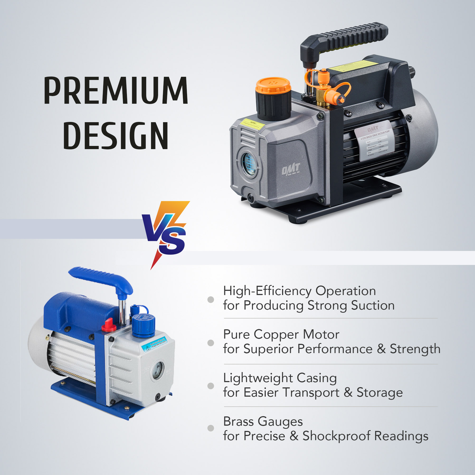 OMT 1/3HP 4CFM HVAC Auto AC Vacuum Pump with Manifold Gauge Set