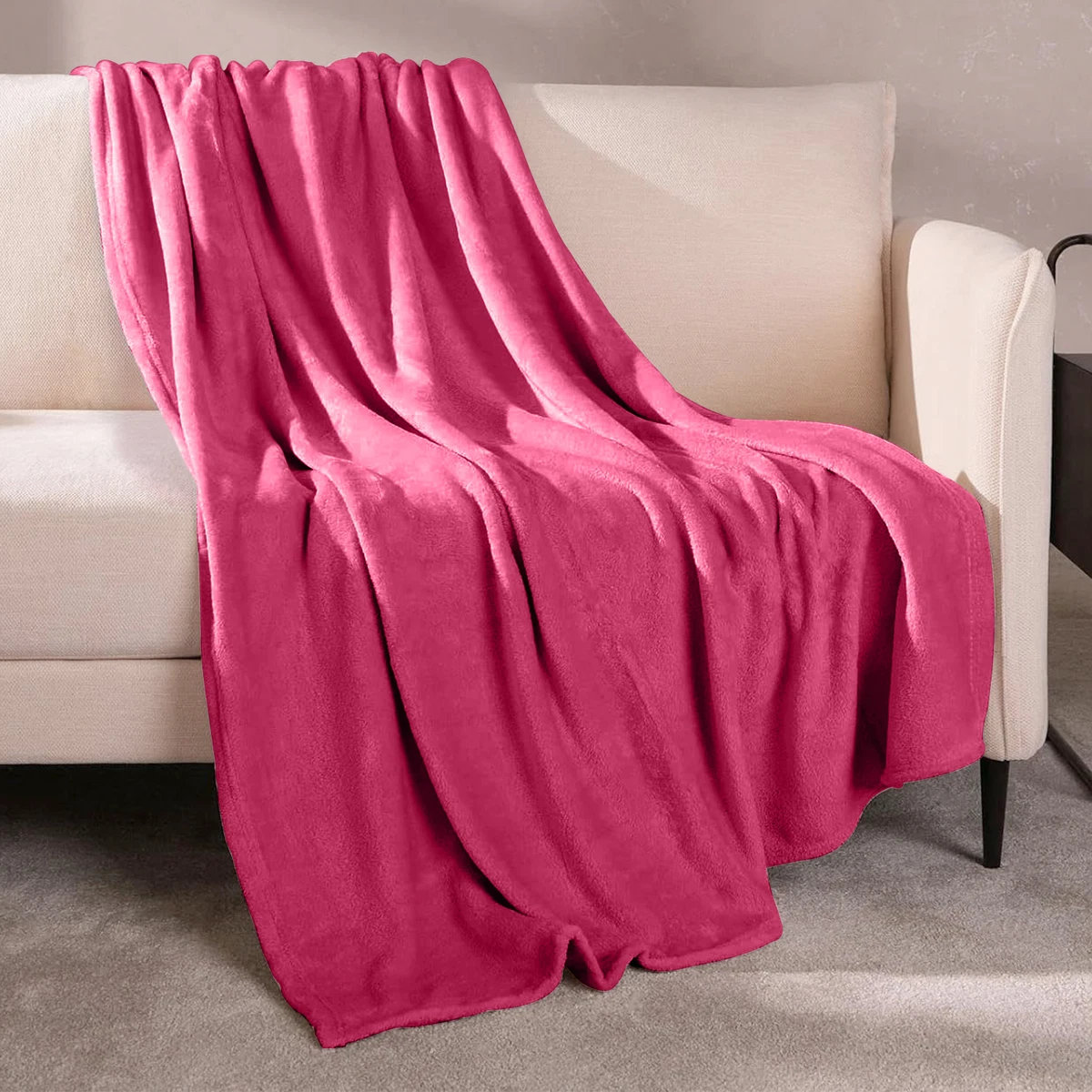 Soft Mink Throw Faux Pink Luxury Fur Fleece Sofa Cuddle Blanket Bedding Warm Bed