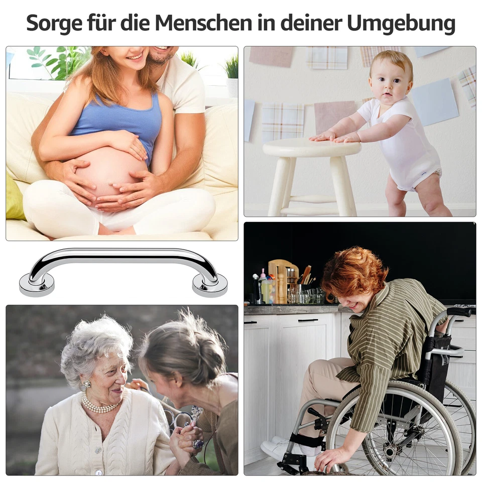 Paquete de 2 manijas de ducha de seguridad para baño de acero inoxidable para ancianos Foto 2 de 4
