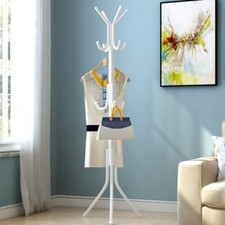 12 Hooks Coat Hanger Jacket Rack Umbrella Clothes Holder Hat Tree Stand Metal